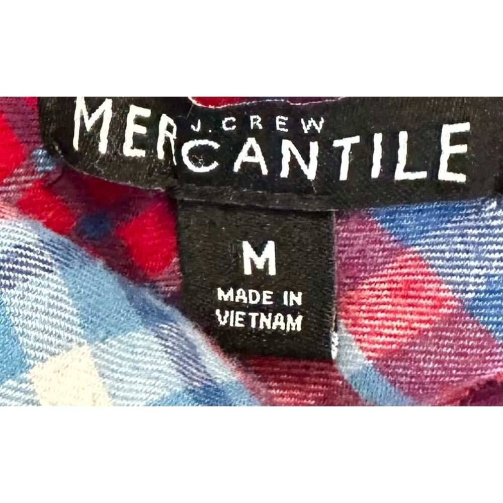 J. Crew Mercantile Ruffle Flannel Shirt Blue Red Plaid J6456 Size M - Picture 9 of 11